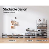 Artiss 4-Tier 16-Pair Stackable Black Shoe Rack — Innovative Design — Allure Home Collections