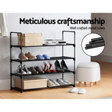 Artiss 4-Tier 16-Pair Stackable Black Shoe Rack — Innovative Design — Allure Home Collections