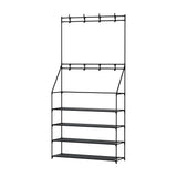 Artiss 16-Pair Black Shoe Rack Hall Tree — Multifunctional Entryway Organiser — Allure Home Collections