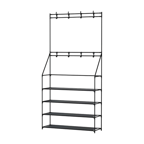 Artiss 16-Pair Black Shoe Rack Hall Tree — Multifunctional Entryway Organiser — Allure Home Collections