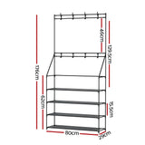 Artiss 16-Pair Black Shoe Rack Hall Tree — Multifunctional Entryway Organiser — Allure Home Collections
