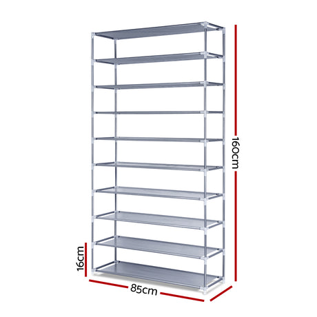 Artiss 10-Tier Stackable Grey Shoe Rack Cabinet — Sturdy, Organised — Allure Home Collections