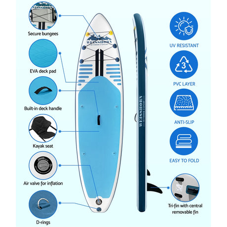 Inflatable Stand Up Paddle Board and Kayak, 10.6ft Blue, view 5