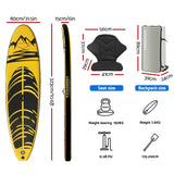 Inflatable Stand Up Paddle Board and Kayak, 10.6ft Yellow, view 2