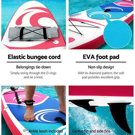 Inflatable Stand Up Paddle Board and Kayak, 11ft Pink