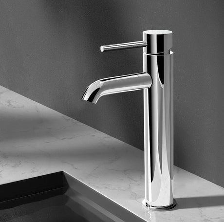 Tall Round Bathroom Basin Mixer Tap Chrome