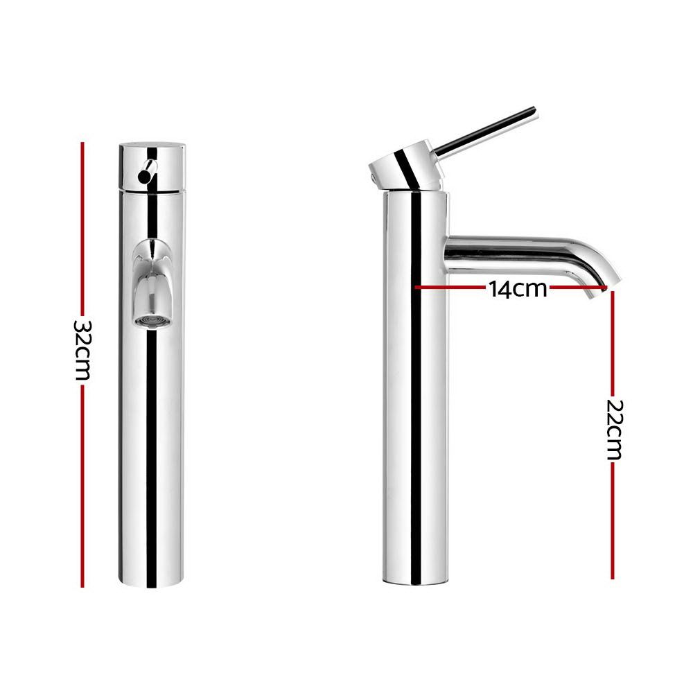 Tall Round Bathroom Basin Mixer Tap Chrome