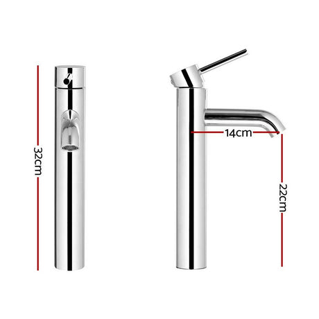 Tall Round Bathroom Basin Mixer Tap Chrome
