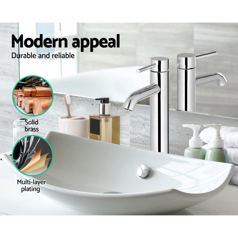 Tall Round Bathroom Basin Mixer Tap Chrome