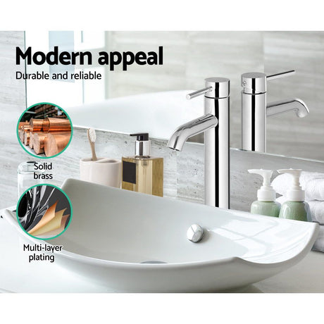 Tall Round Bathroom Basin Mixer Tap Chrome