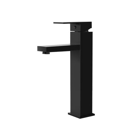 Tall Square Basin Mixer Tap, Matte Black