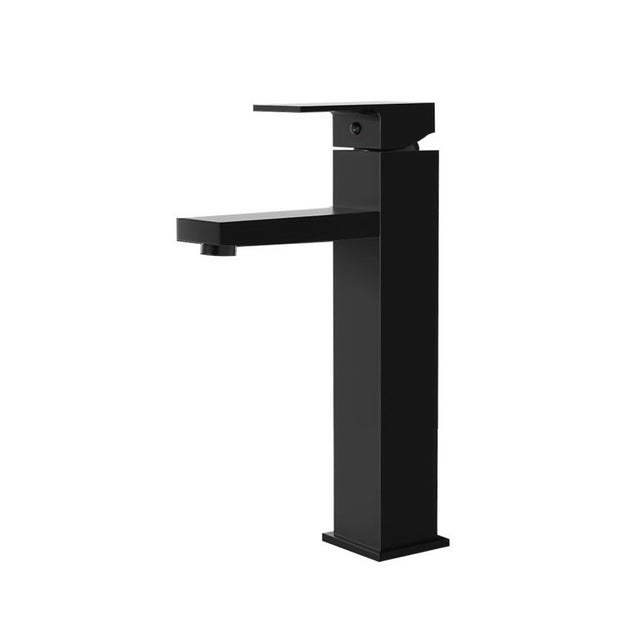 Tall Square Basin Mixer Tap, Matte Black