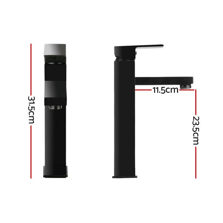 Tall Square Basin Mixer Tap, Matte Black