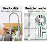 Pull Out Kitchen Mixer Tap Tall Gooseneck Chrome