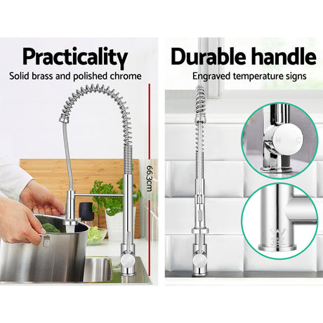 Pull Out Kitchen Mixer Tap Tall Gooseneck Chrome