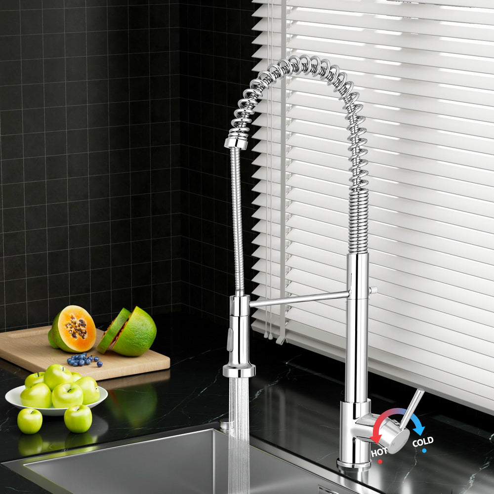 Pull Out Kitchen Mixer Tap Tall Gooseneck Chrome