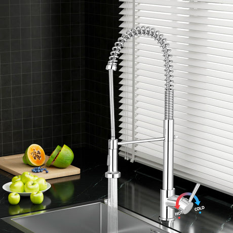 Pull Out Kitchen Mixer Tap Tall Gooseneck Chrome