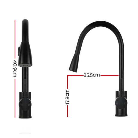 Pull Out Kitchen Mixer Tap Gooseneck Matte Black