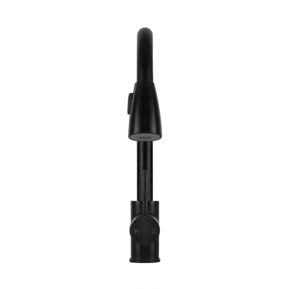 Pull Out Kitchen Mixer Tap Gooseneck Matte Black