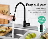Pull Out Kitchen Mixer Tap Gooseneck Matte Black