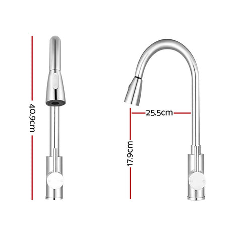 Pull Out Kitchen Mixer Tap Gooseneck Chrome