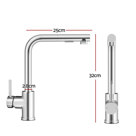 Pull Out Kitchen Mixer Tap Rectangle Spout Chrome