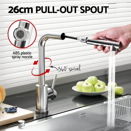 Pull Out Kitchen Mixer Tap Rectangle Spout Chrome