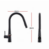 Pull Out Kitchen Mixer Tap Round Spout Matte Black