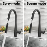 Pull Out Kitchen Mixer Tap Round Spout Matte Black