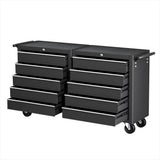 Caerphilly Tool Chest Trolley, 10 Drawer, Steel, Black