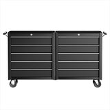 Caerphilly Tool Chest Trolley, 10 Drawer, Steel, Black