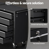 Caerphilly Tool Chest Trolley, 10 Drawer, Steel, Black