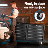 Caerphilly Tool Chest Trolley, 10 Drawer, Steel, Black