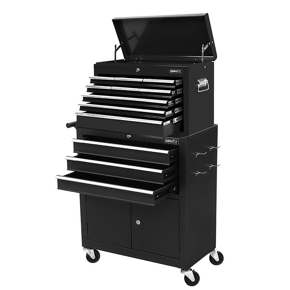 12 Drawer Tool Chest and Trolley Cabinet Black