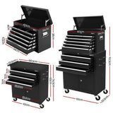 12 Drawer Tool Chest and Trolley Cabinet Black