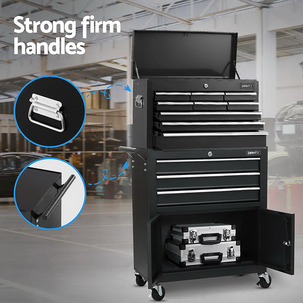 12 Drawer Tool Chest and Trolley Cabinet Black
