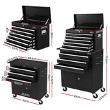 13 Drawer Tool Chest and Trolley Cabinet Black