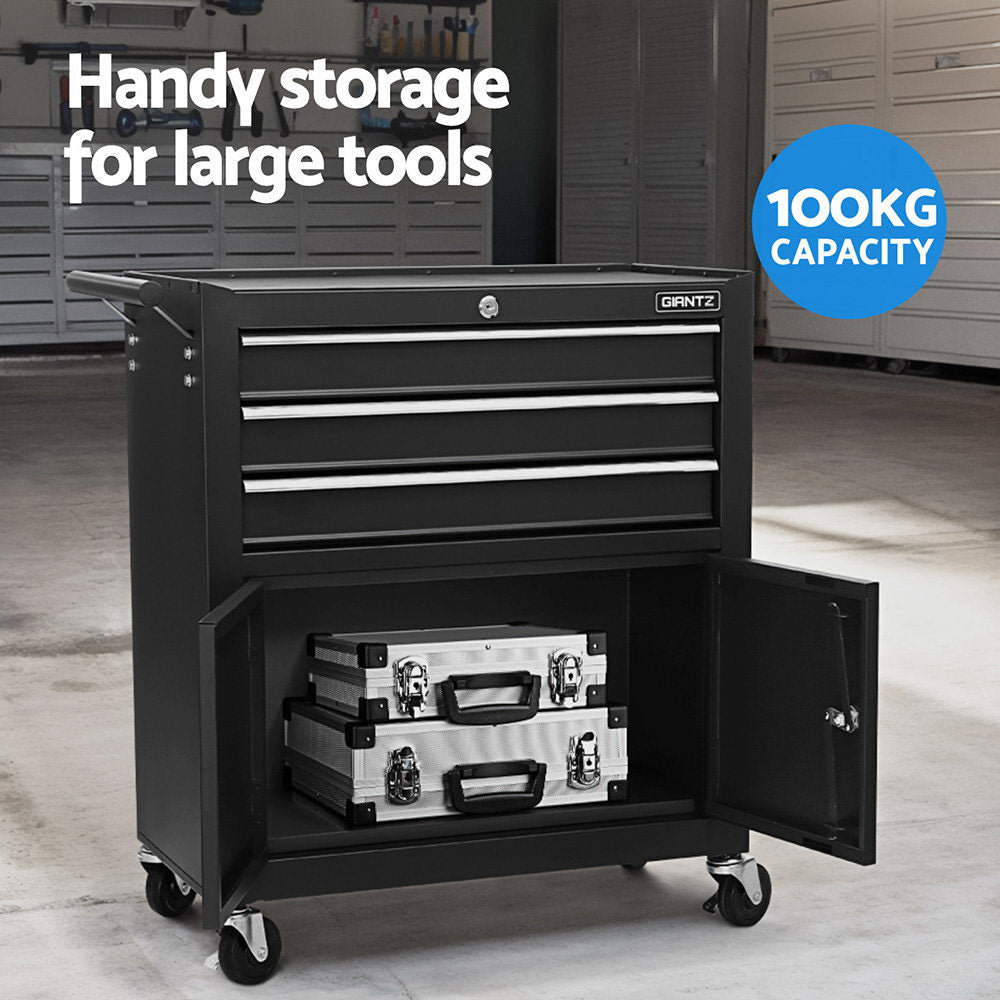 13 Drawer Tool Chest and Trolley Cabinet Black
