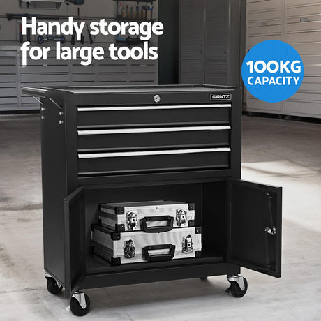 13 Drawer Tool Chest and Trolley Cabinet Black