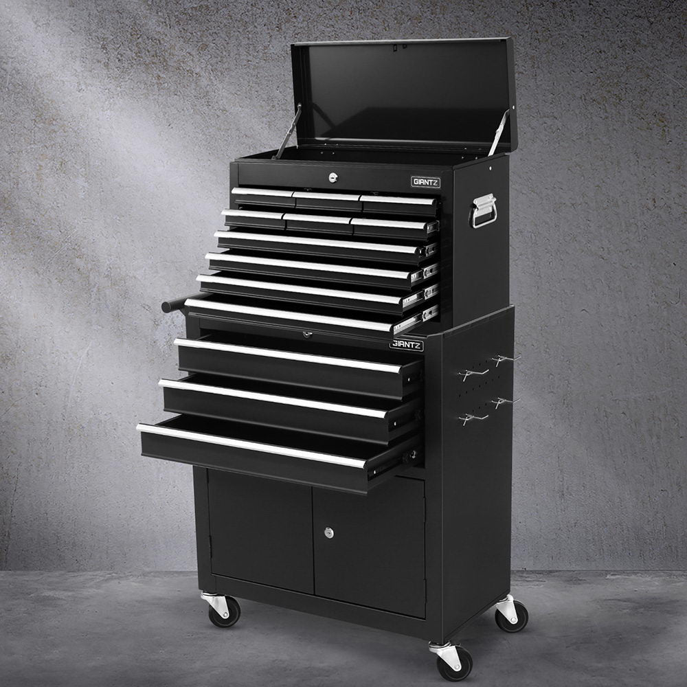 13 Drawer Tool Chest and Trolley Cabinet Black