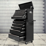 Tool Cabinet Chest Trolley, 14 Drawers Black