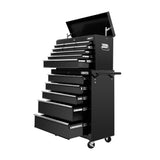 Tool Cabinet Chest Trolley, 14 Drawers Black