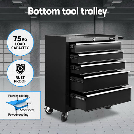 15 Drawer Tool Chest and Trolley Black