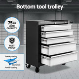 Tredegar Tool Chest 2 in 1, 15 Drawer, Steel, Black and Grey