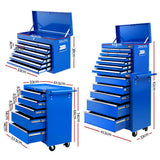 Ebbw Tool Chest 2 in 1, 15 Drawer, Steel, Blue