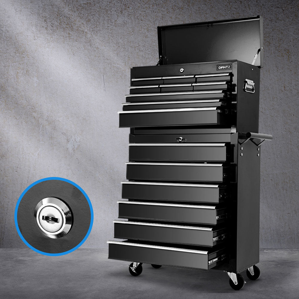 15 Drawer Tool Chest and Trolley Combo Black