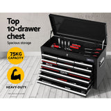 Tool Cabinet Chest Trolley, 16 Drawers Black 68cm