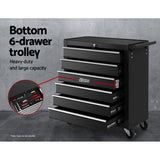 Tool Cabinet Chest Trolley, 16 Drawers Black 68cm