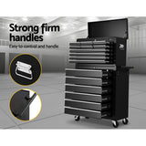 Tool Cabinet Chest Trolley, 16 Drawers Black 68cm