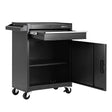 Black steel tool trolley with a drawer and lower cabinet